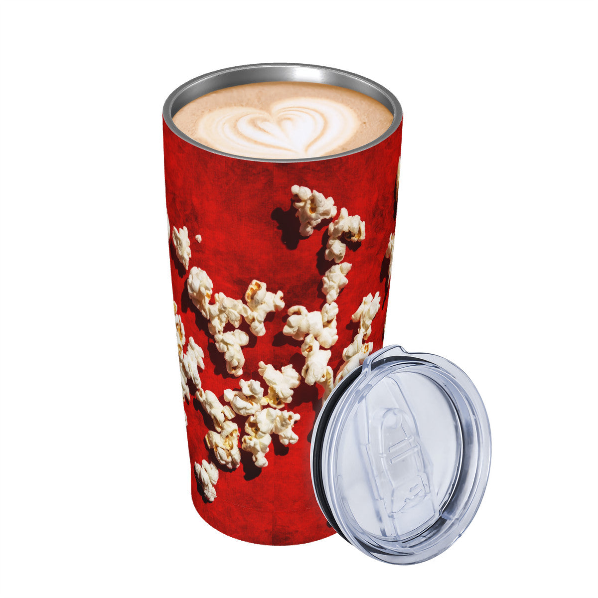 Popcorn on Red 20oz Stainless Steel Straw Lid Cup