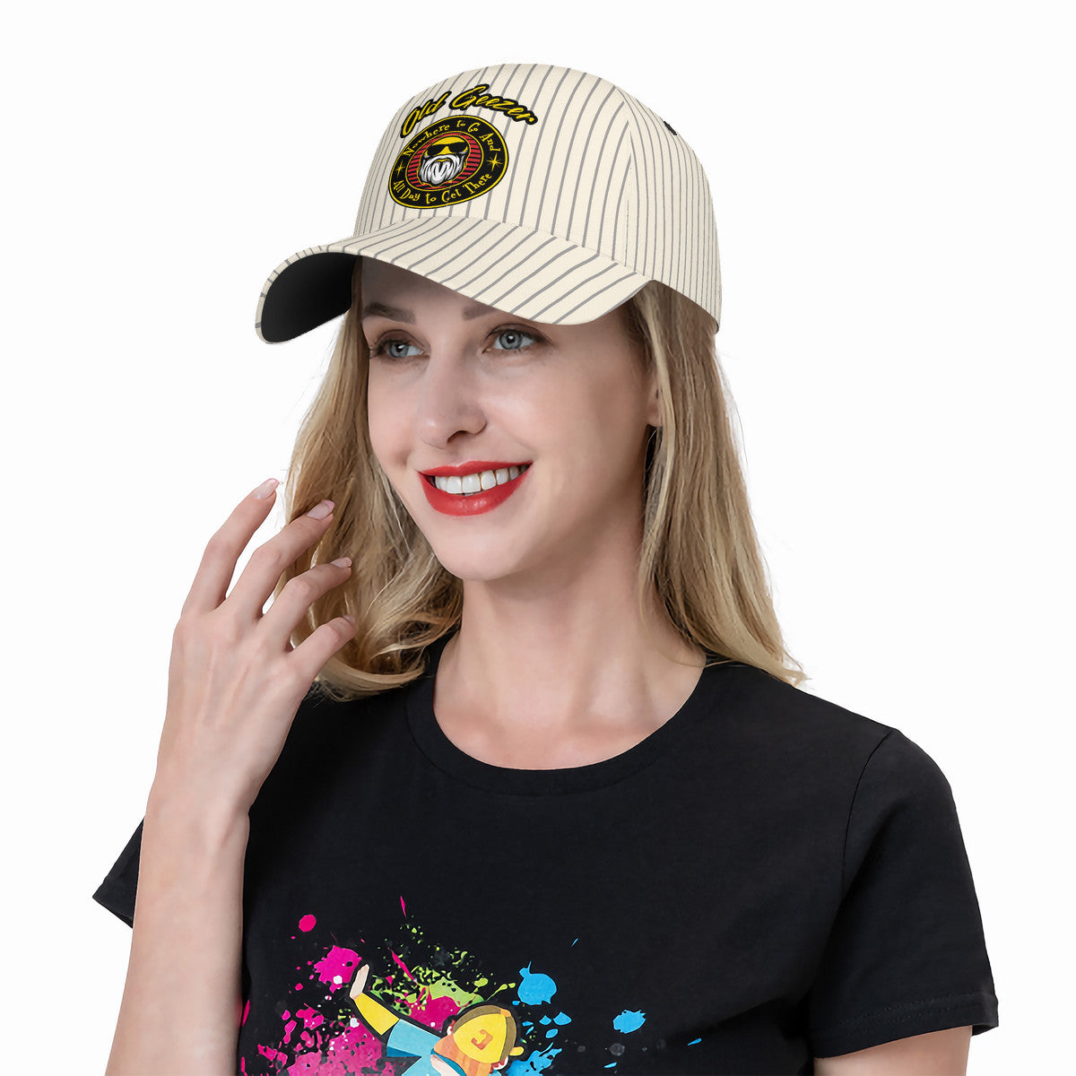 Old Geezer Nowhere to go Stripe Curved Brim Baseball Cap (AOP)