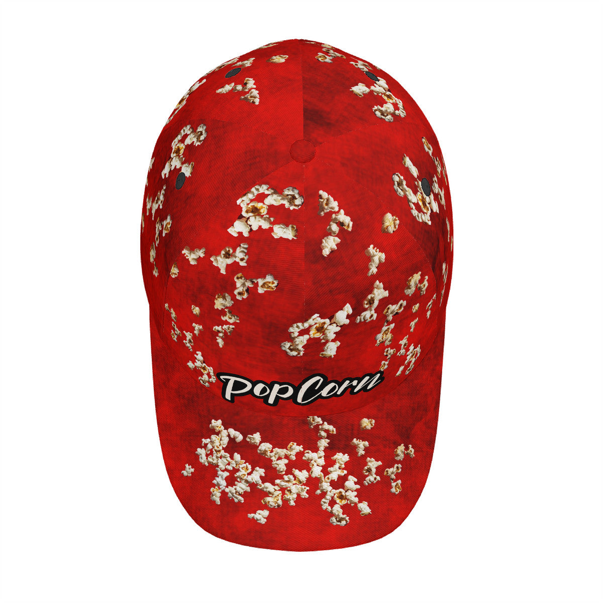 Popcorn Red Curved Brim Baseball Cap (AOP)