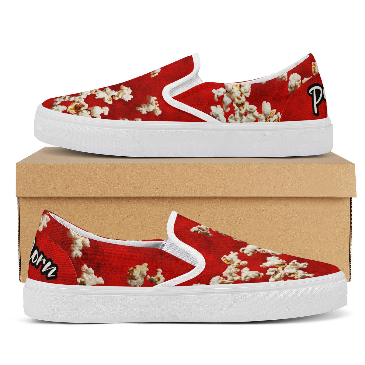 Popcorn Red Skate Slip On Shoes