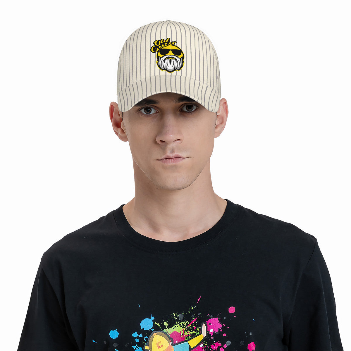 Old Geezer Stripe Logo Curved Brim Baseball Cap (AOP)