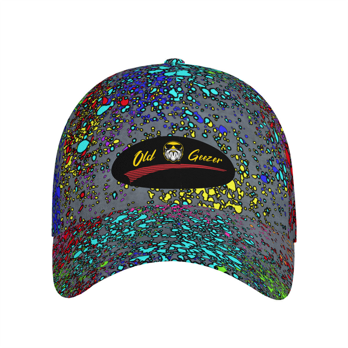 Old Geezer Splatter Curved Brim Baseball Cap (AOP)