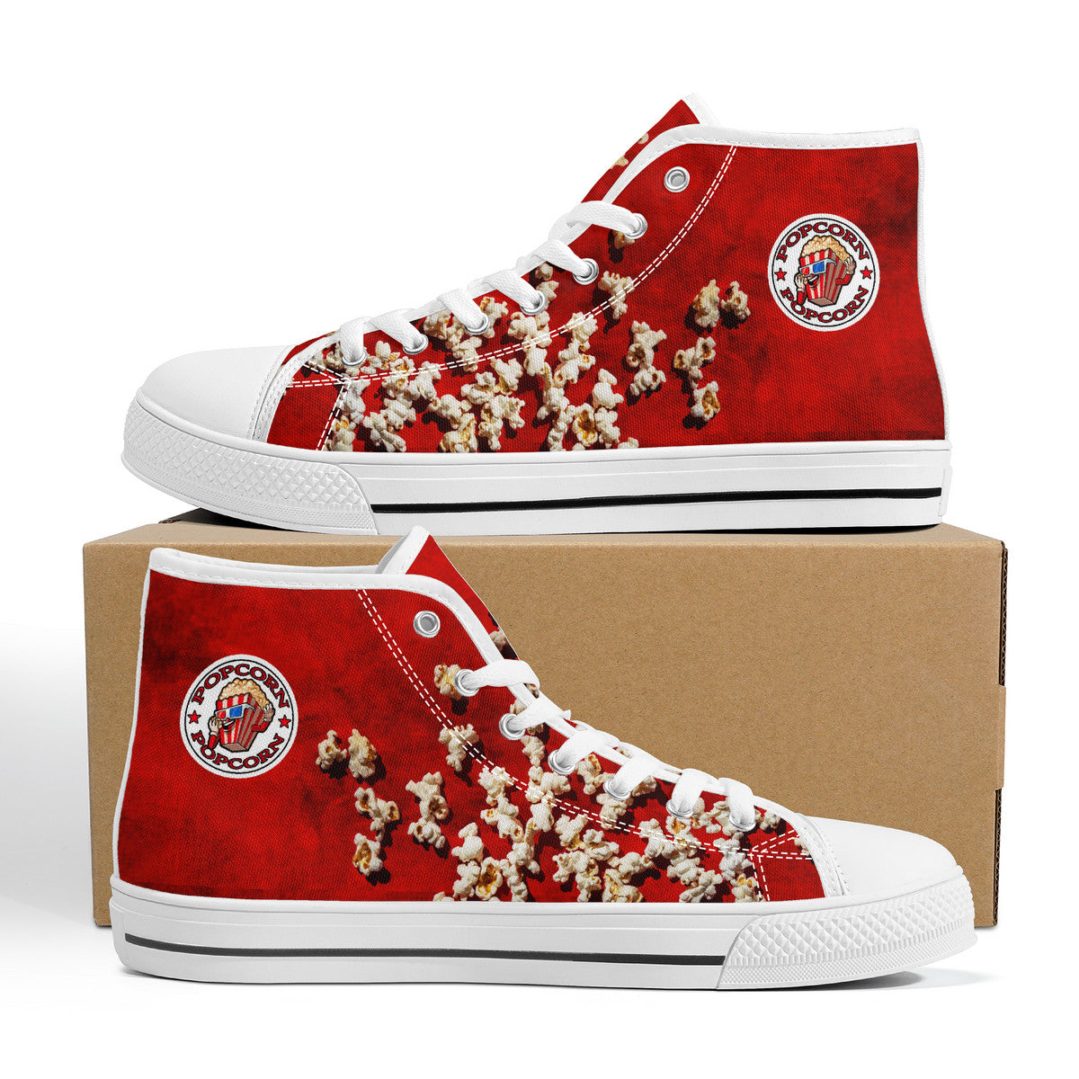 Popcorn Red High-Top Canvas Shoes