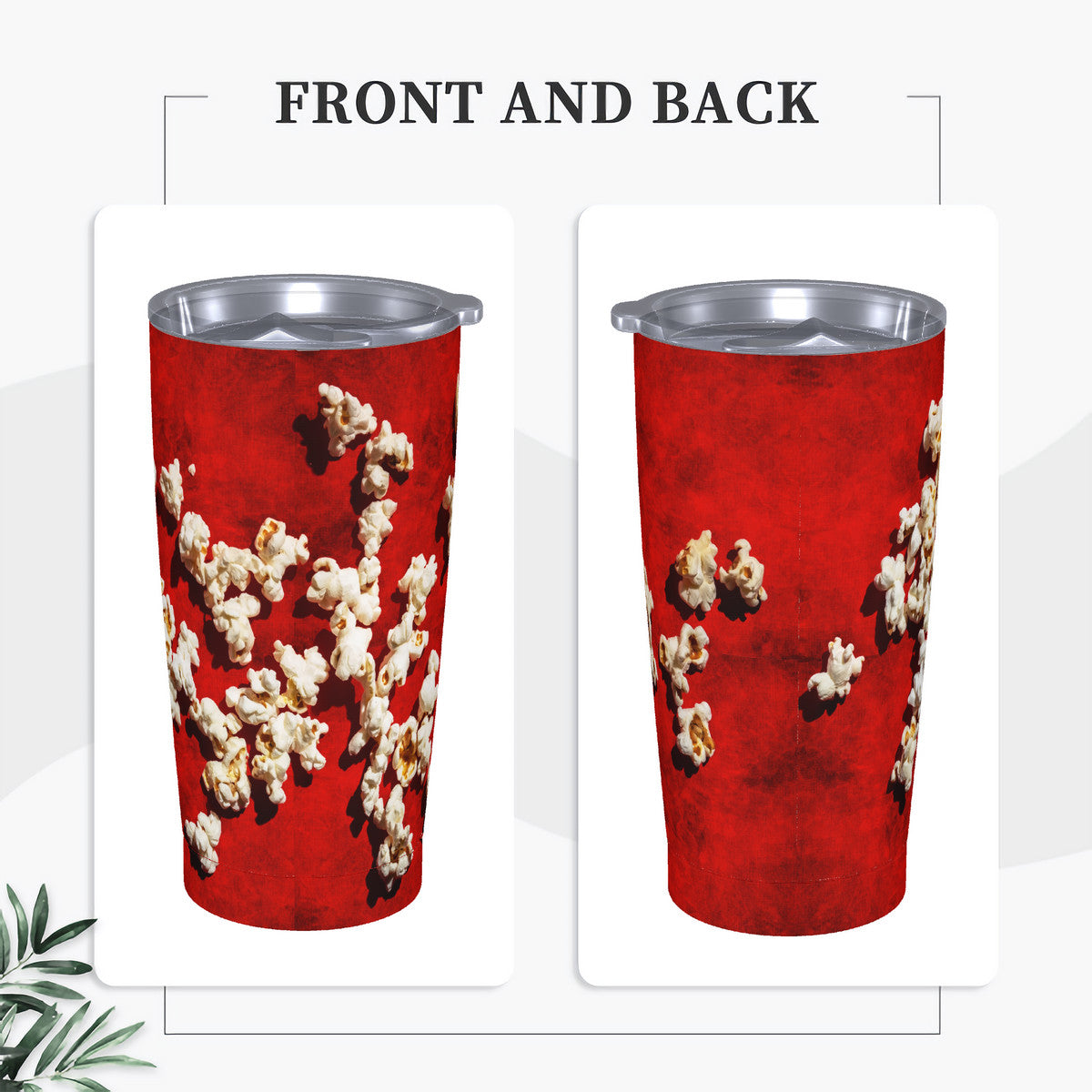 Popcorn on Red 20oz Stainless Steel Straw Lid Cup