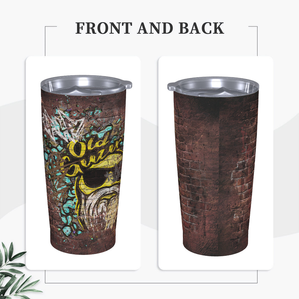 Old Geezer Graffiti Wall 20oz Stainless Steel Straw Lid Cup