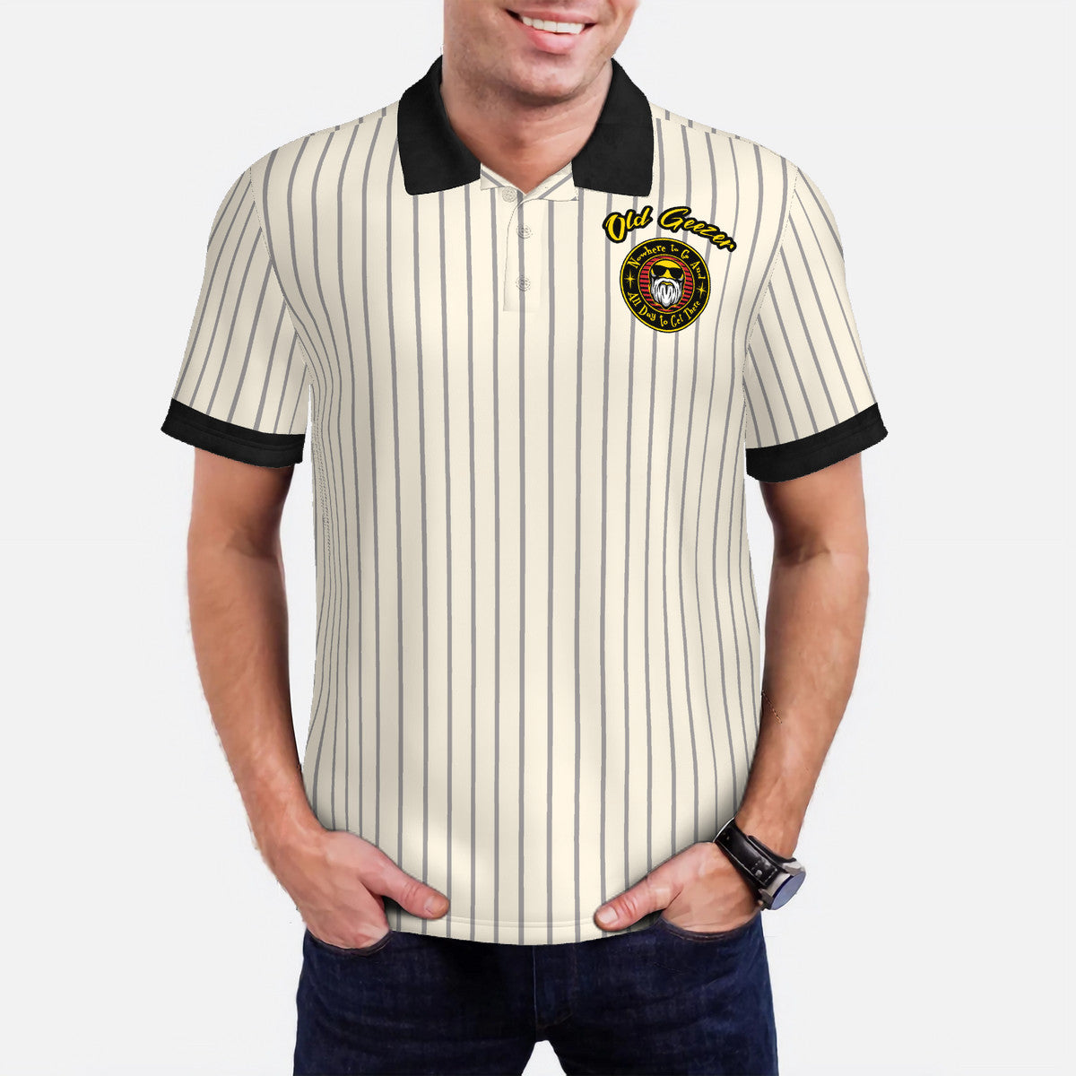 Old Geezer Black Polo Shirt