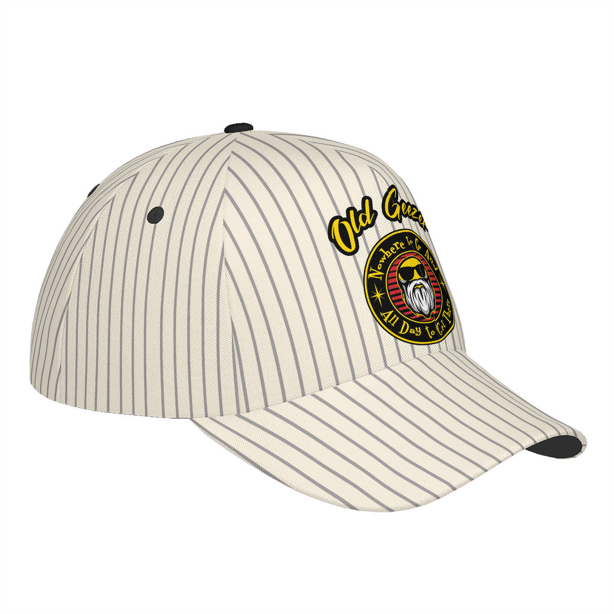 Old Geezer Nowhere to go Stripe Curved Brim Baseball Cap (AOP)