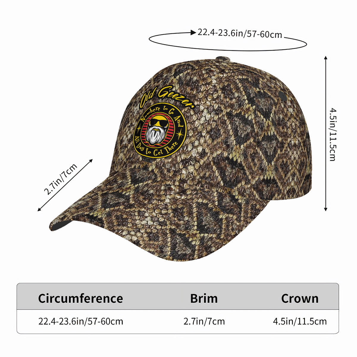 Old Geezer Nowhere to go Curved Brim Baseball Cap (AOP)
