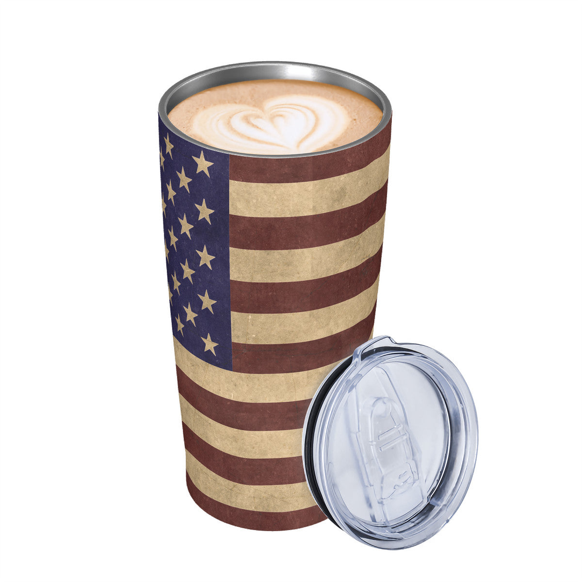 Old Geezer American Flag 20oz Stainless Steel Straw Lid Cup