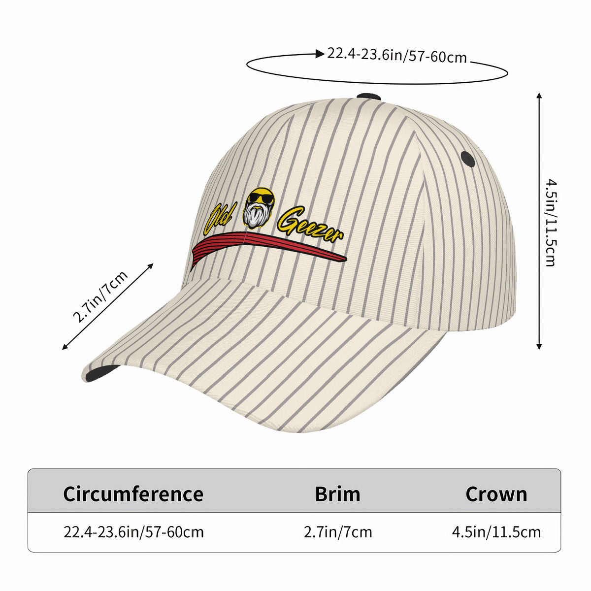 Old Geezer Stripe Arrow logo Curved Brim Baseball Cap (AOP)