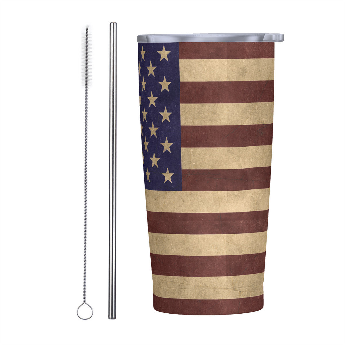 Old Geezer American Flag 20oz Stainless Steel Straw Lid Cup