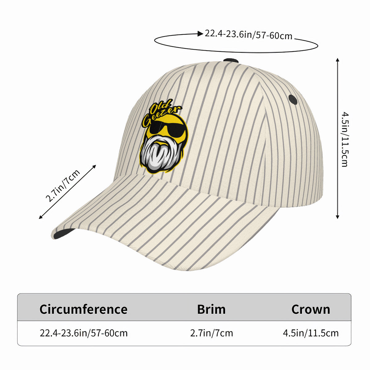Old Geezer Stripe Logo Curved Brim Baseball Cap (AOP)