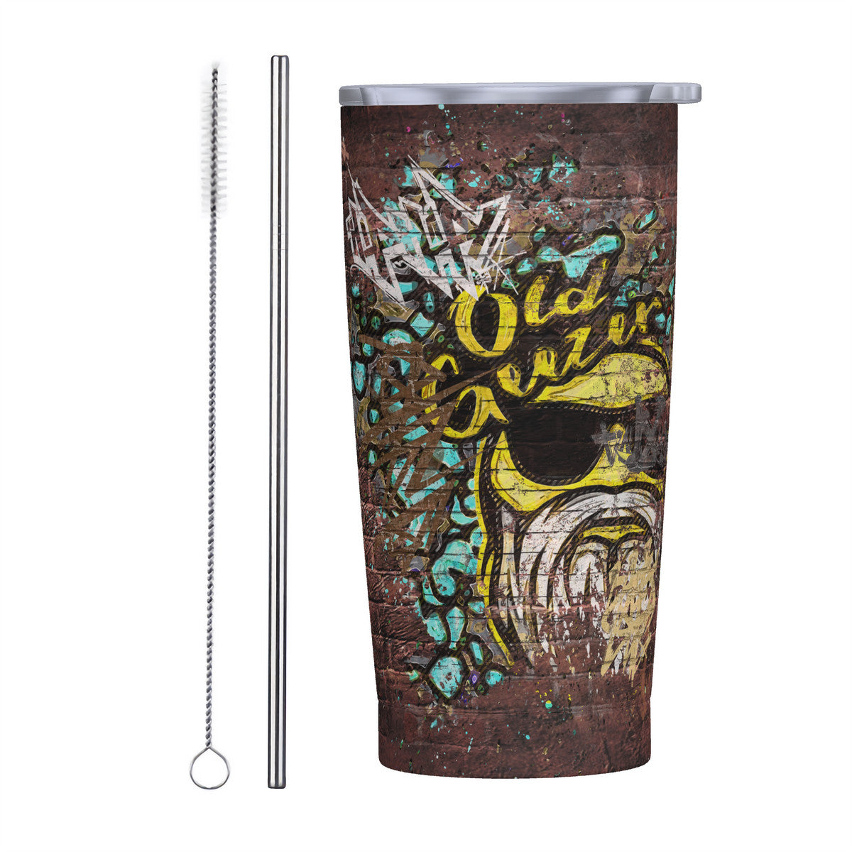 Old Geezer Graffiti Wall 20oz Stainless Steel Straw Lid Cup