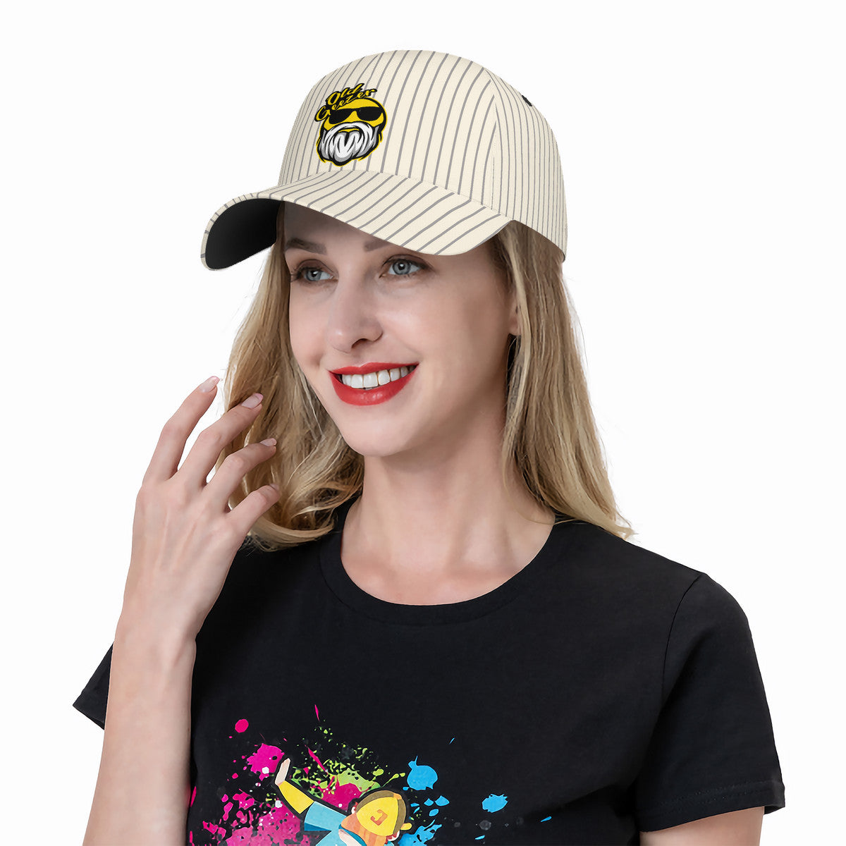 Old Geezer Stripe Logo Curved Brim Baseball Cap (AOP)