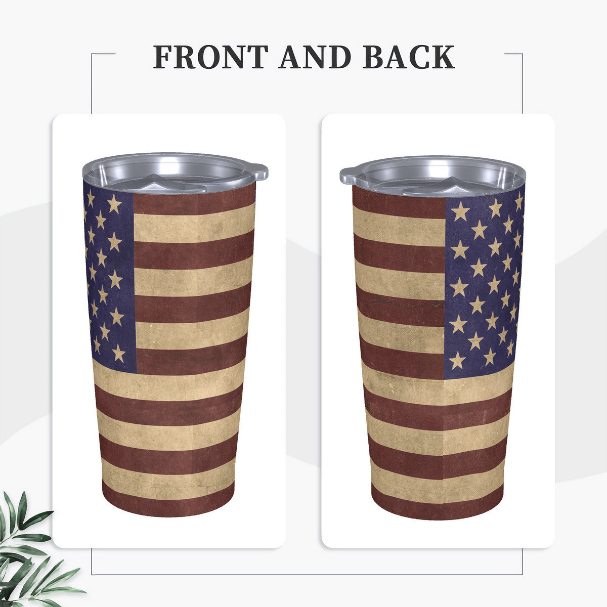 Old Geezer American Flag 20oz Stainless Steel Straw Lid Cup