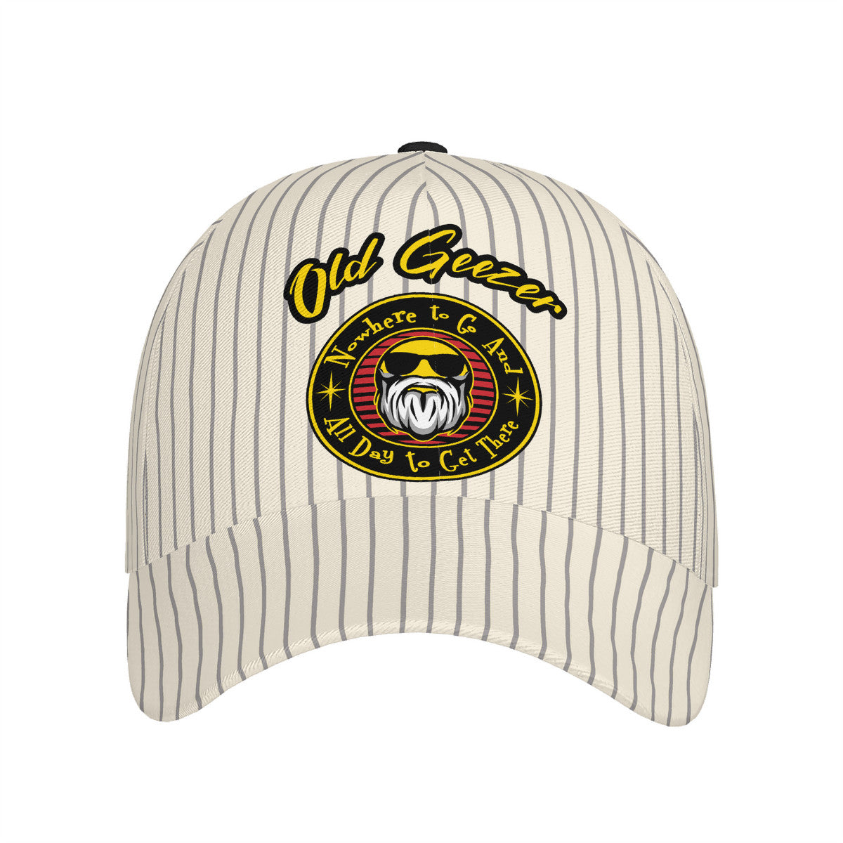 Old Geezer Nowhere to go Stripe Curved Brim Baseball Cap (AOP)