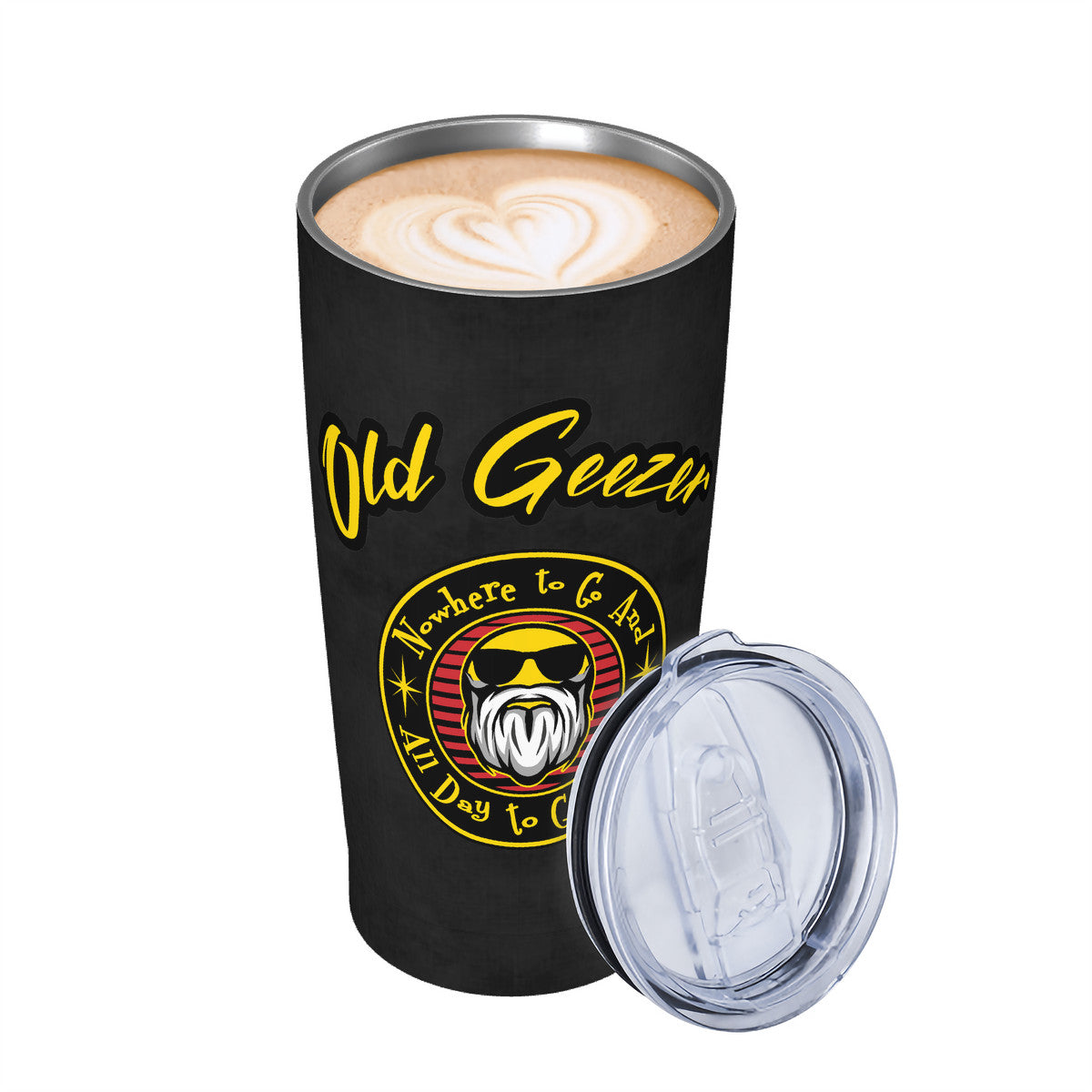 Old Geezer Nowhere to go  Black 20oz Stainless Steel Straw Lid Cup