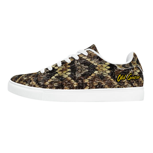 Old Geezer Rattler Low-Top Synthetic Leather Sneakers - White