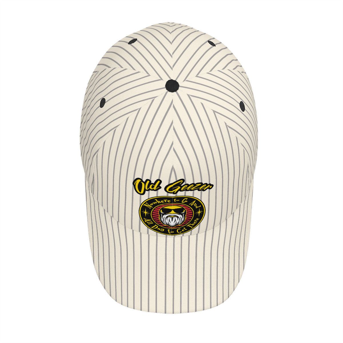 Old Geezer Nowhere to go Stripe Curved Brim Baseball Cap (AOP)
