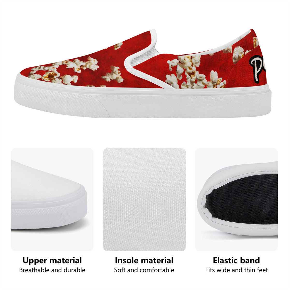 Popcorn Red Skate Slip On Shoes