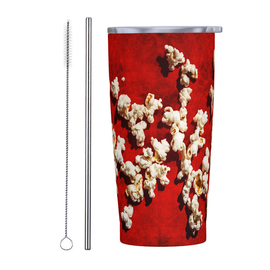 Popcorn on Red 20oz Stainless Steel Straw Lid Cup