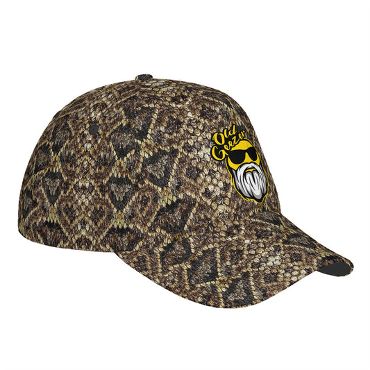 Old Geezer Logo Rattler Curved Brim Baseball Cap (AOP)