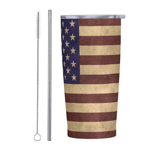Old Geezer American Flag 20oz Stainless Steel Straw Lid Cup